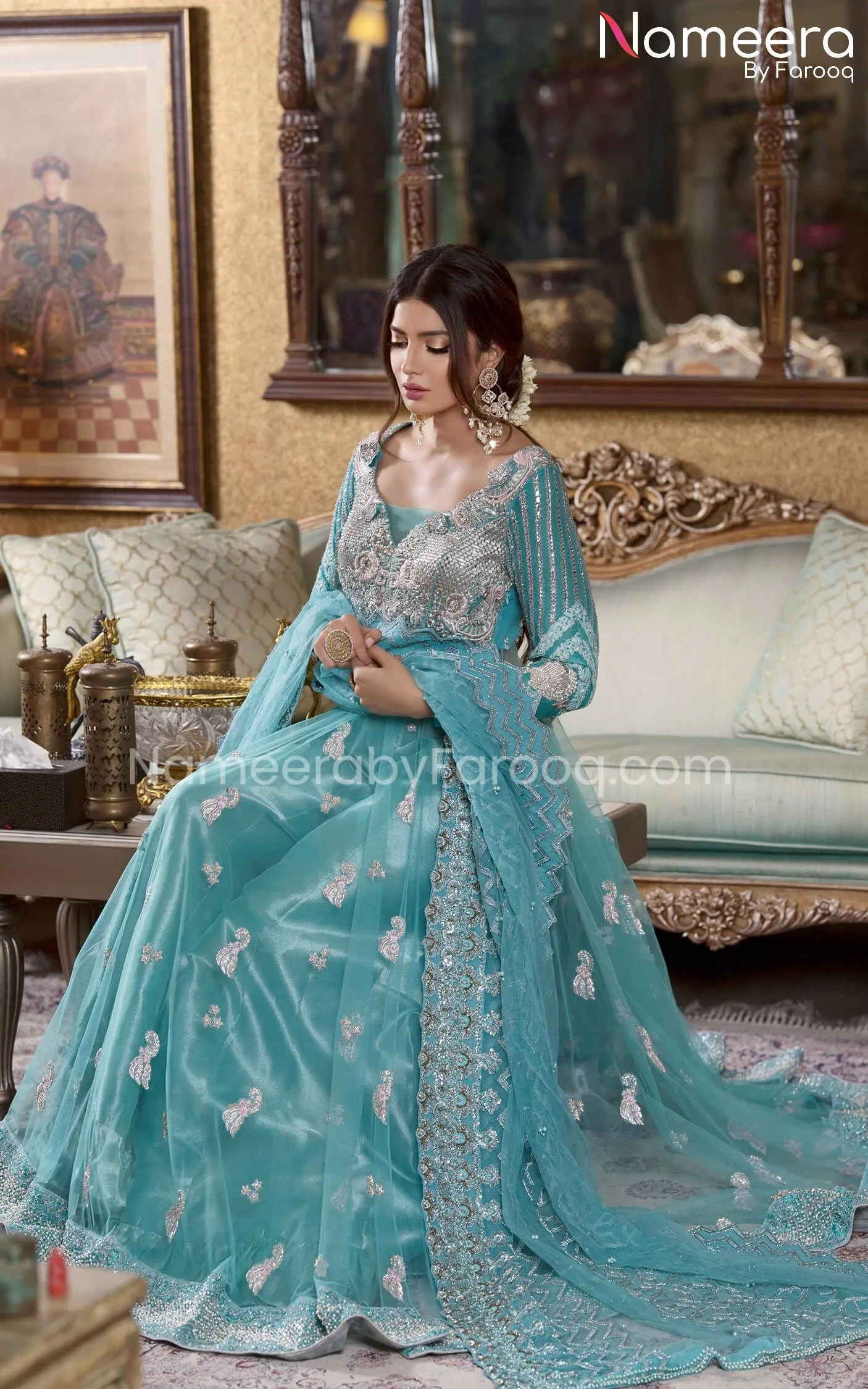 Floor Length Bridal Frock Pakistani Dress Online #BS532