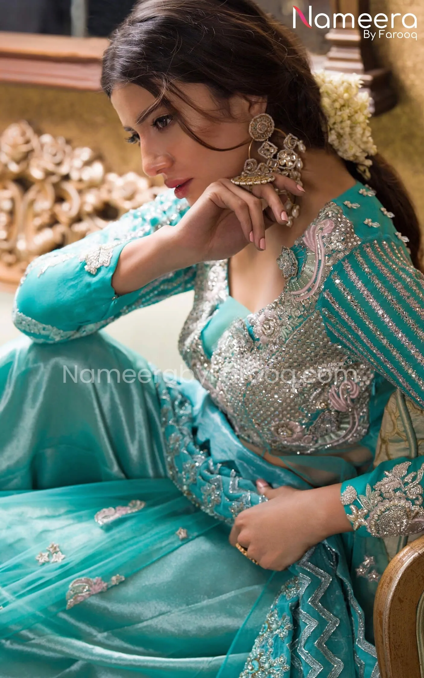 Floor Length Bridal Frock Pakistani Dress Online #BS532