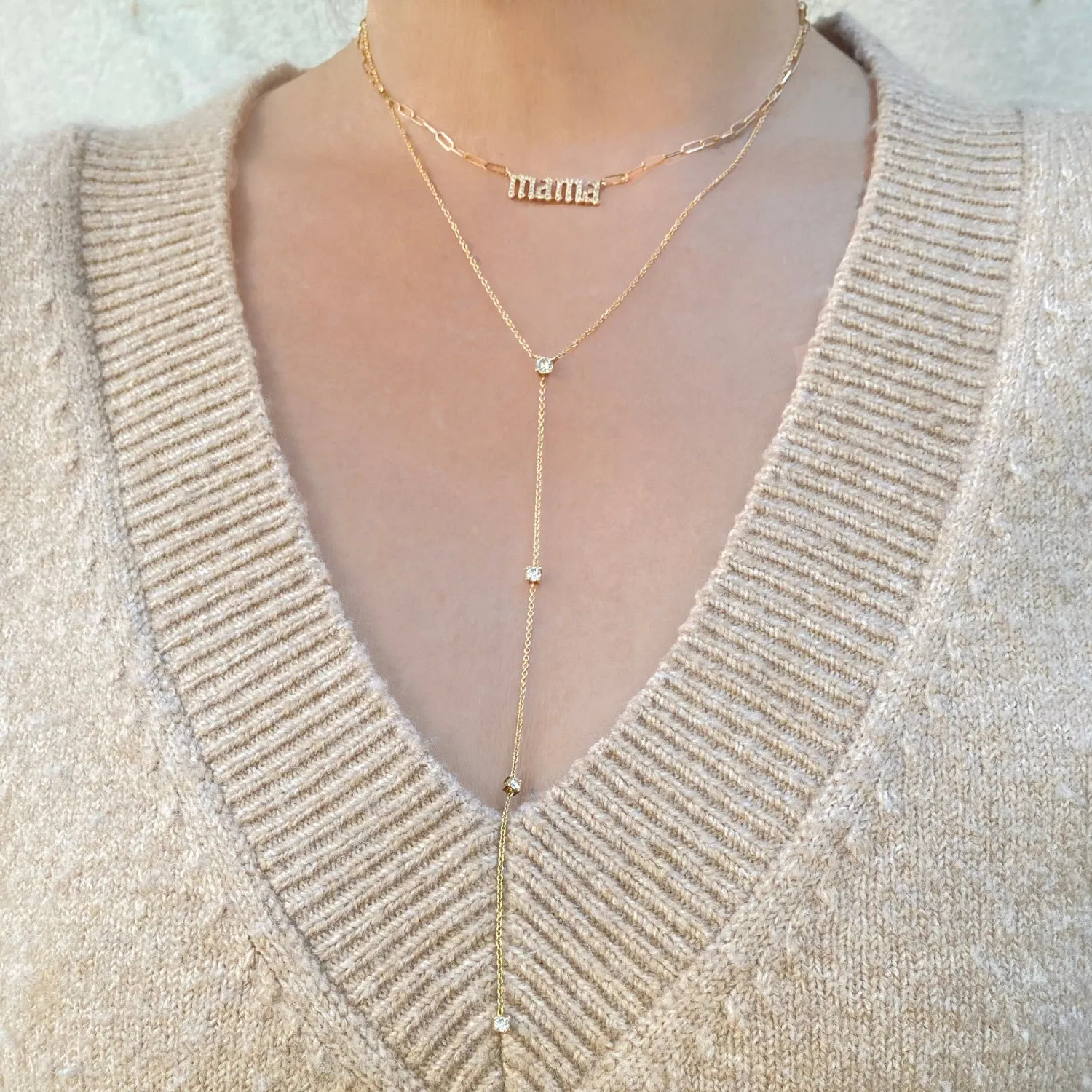 Four Diamond Lariat Necklace