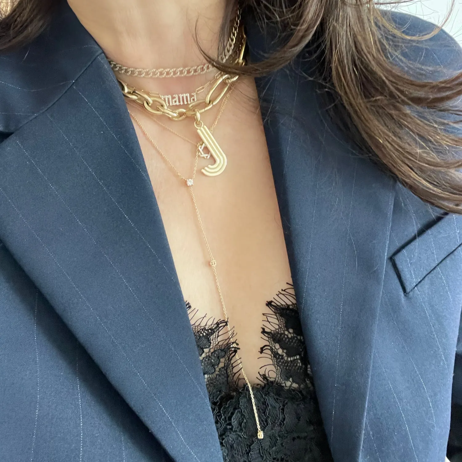 Four Diamond Lariat Necklace