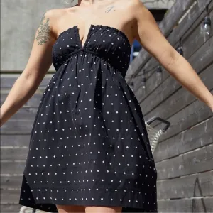 Free People Molly Babe Tunic Black and White Polka Dot Dress Size Large