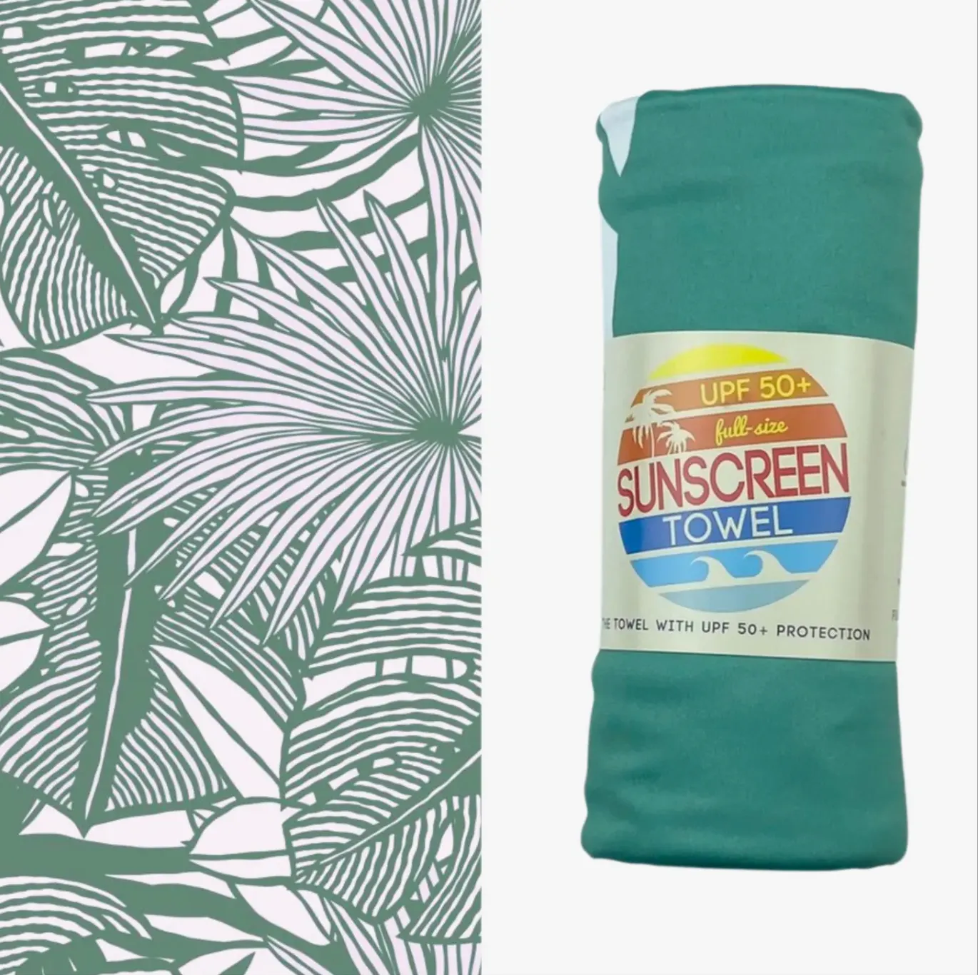 Full Size UPF 50  Sunscreen Towel (Tropical Green)