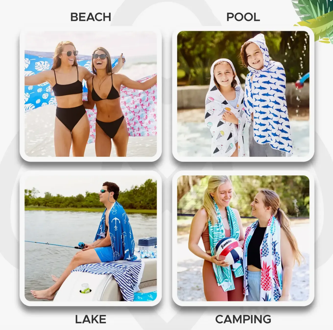 Full Size UPF 50  Sunscreen Towel (Tropical Green)