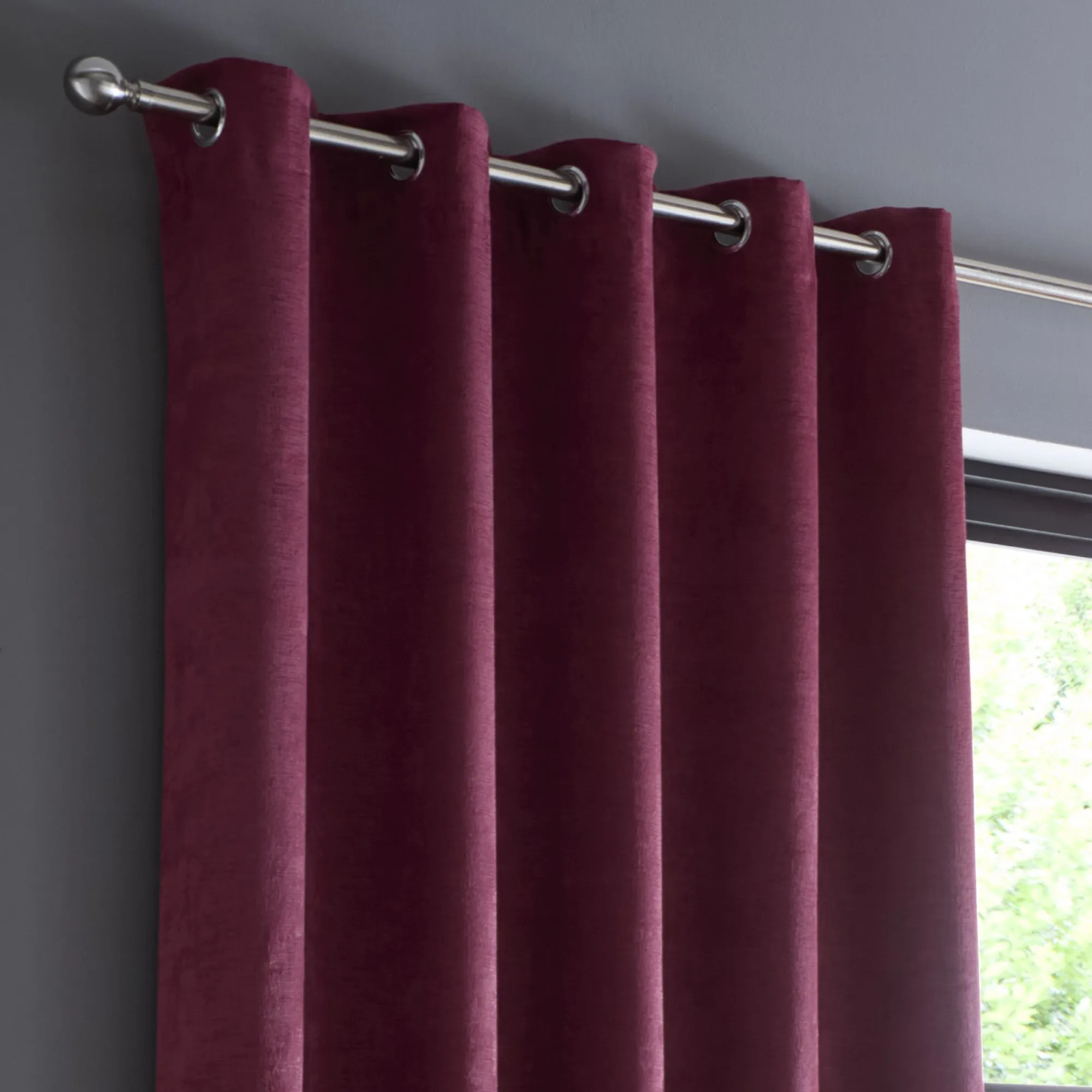 Fusion Strata Eyelet Curtains  - Wine