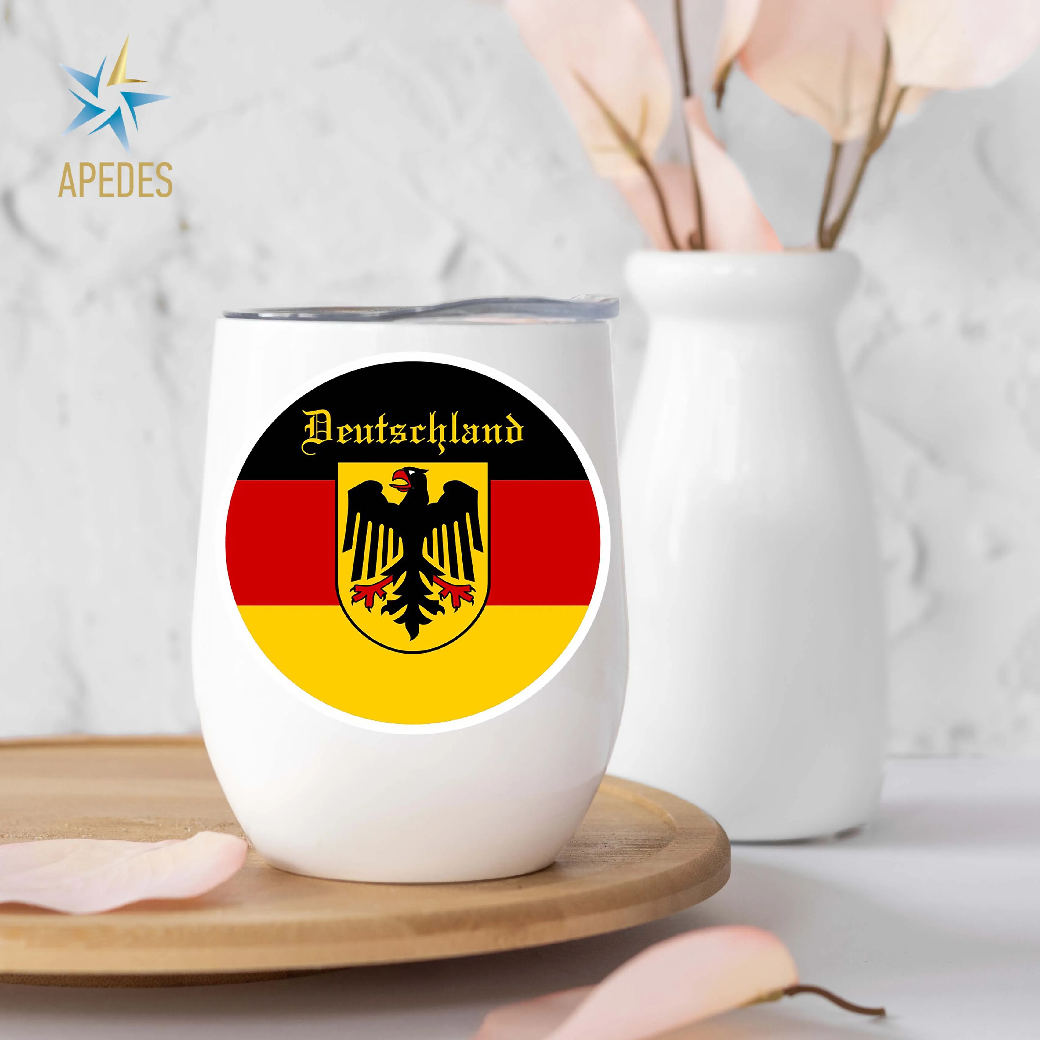 Germany Flag Stainless Steel Stemless Wine Cup 12 OZ