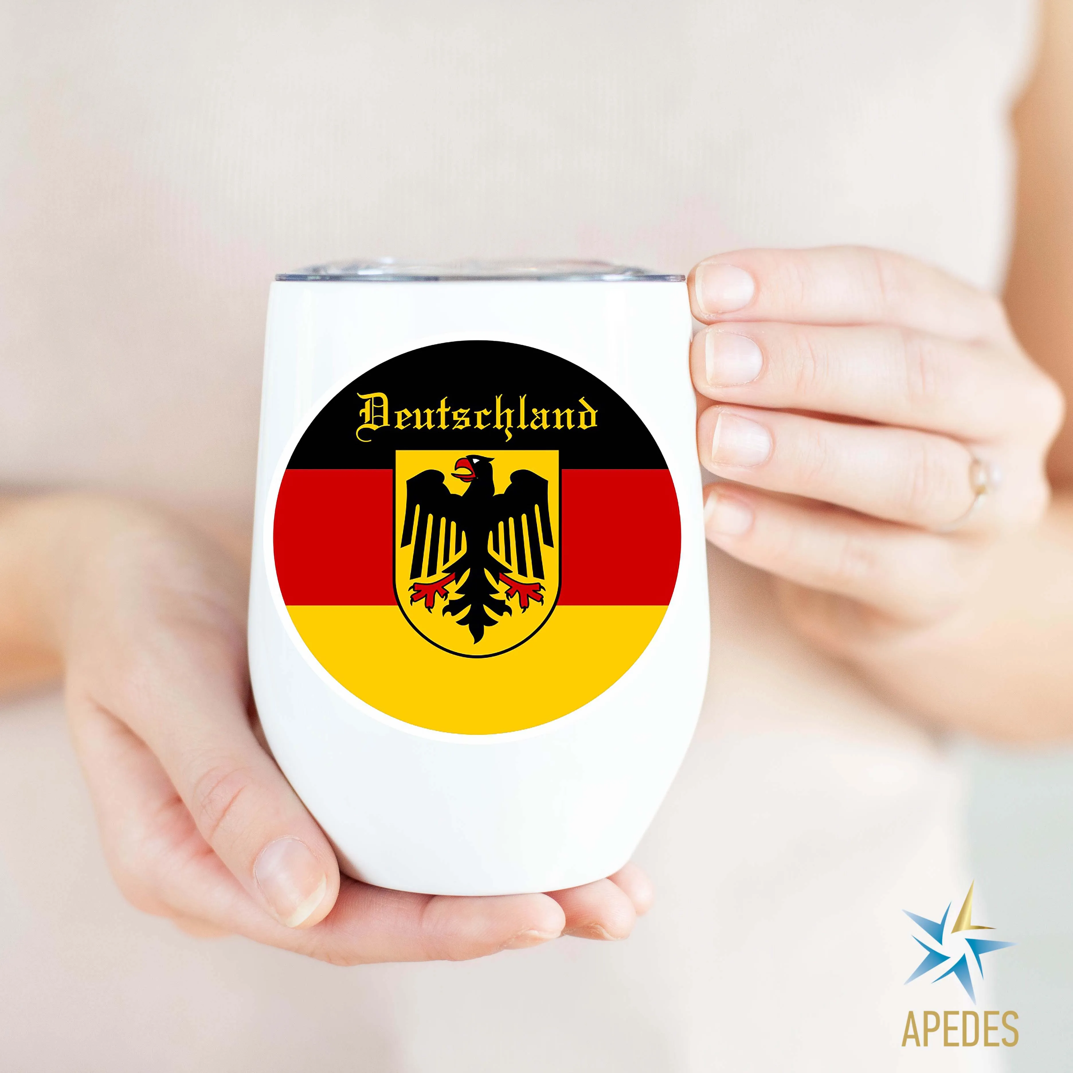 Germany Flag Stainless Steel Stemless Wine Cup 12 OZ