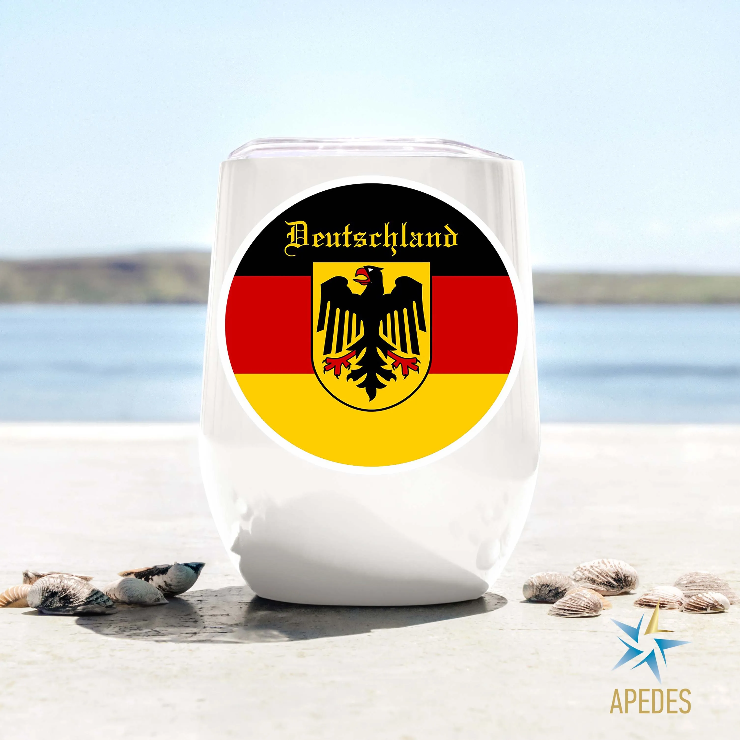 Germany Flag Stainless Steel Stemless Wine Cup 12 OZ