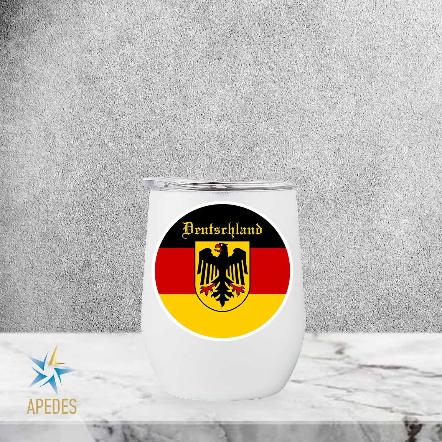 Germany Flag Stainless Steel Stemless Wine Cup 12 OZ