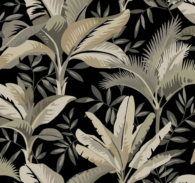 GO8204 Summerhouse Midnight Wallpaper-Black/Brown