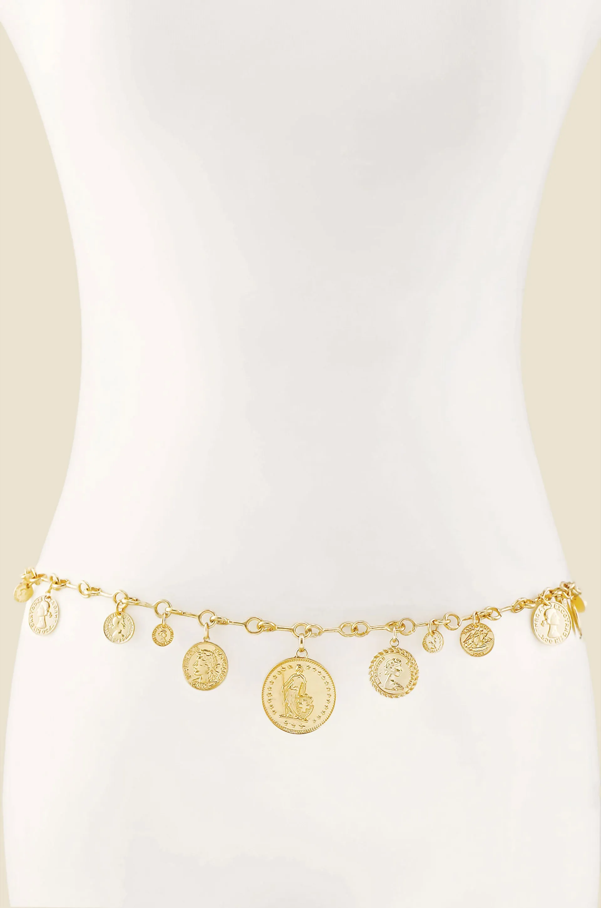 Gold Dangle Coin & Chain Belt