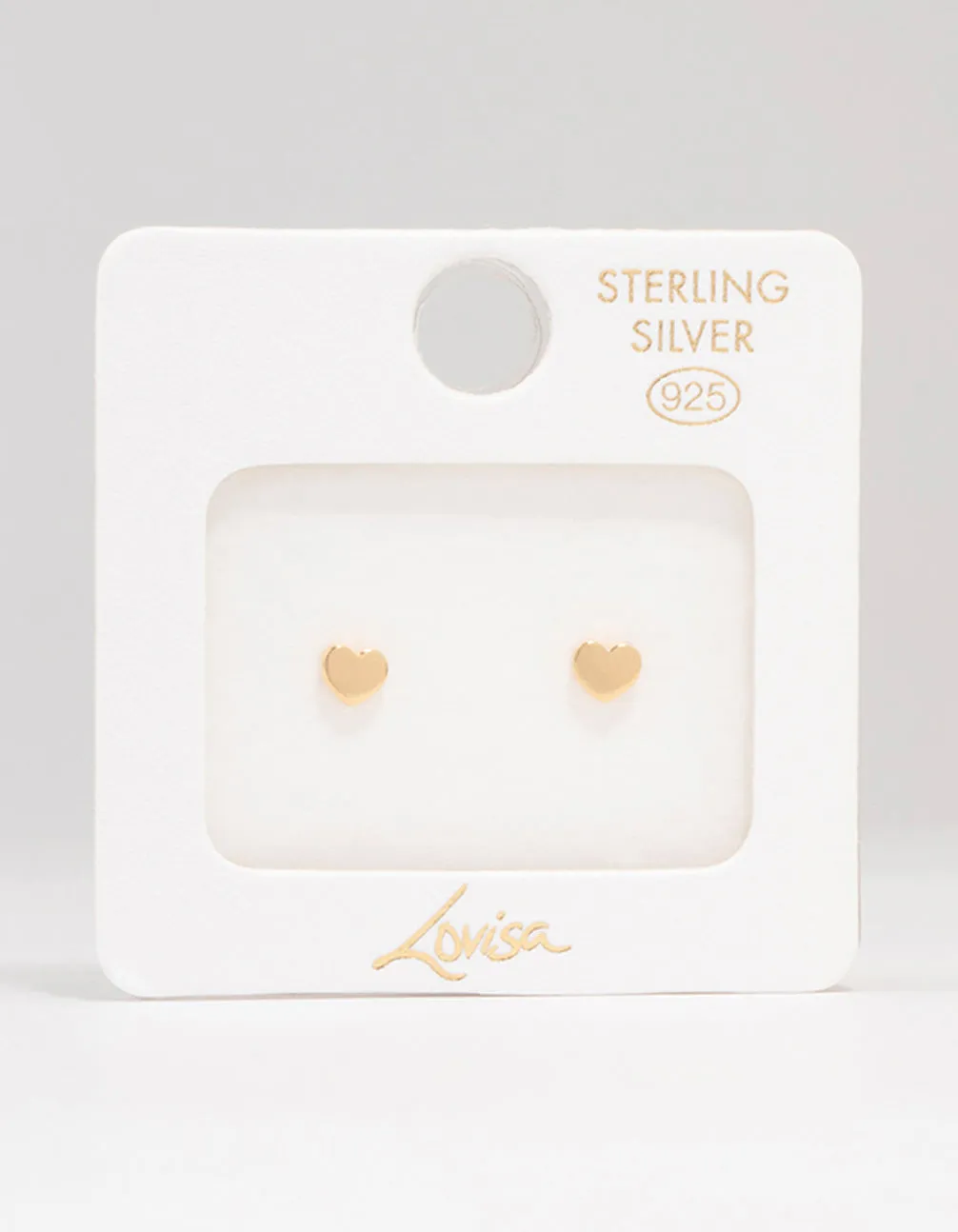 Gold Plated Sterling Silver Heart Stud Earrings