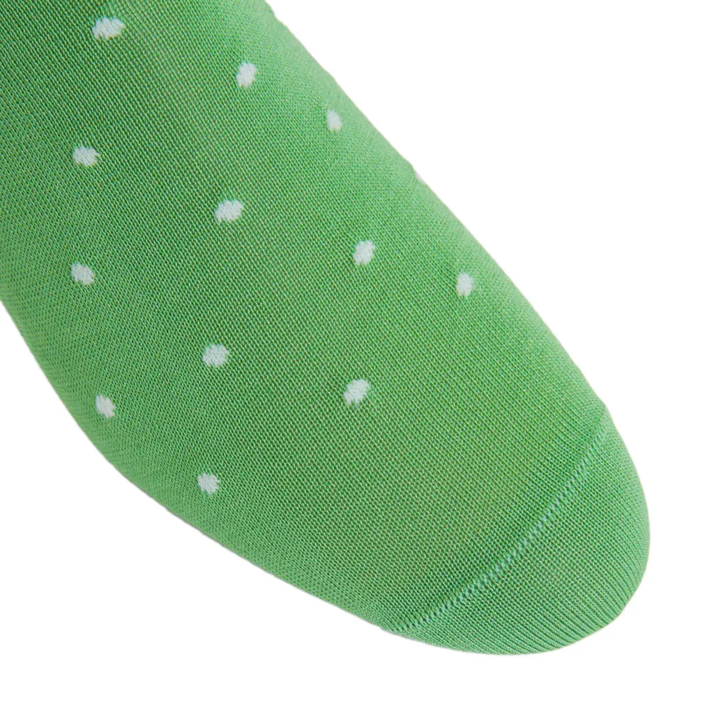 Grass Green with White Dot Cotton Sock