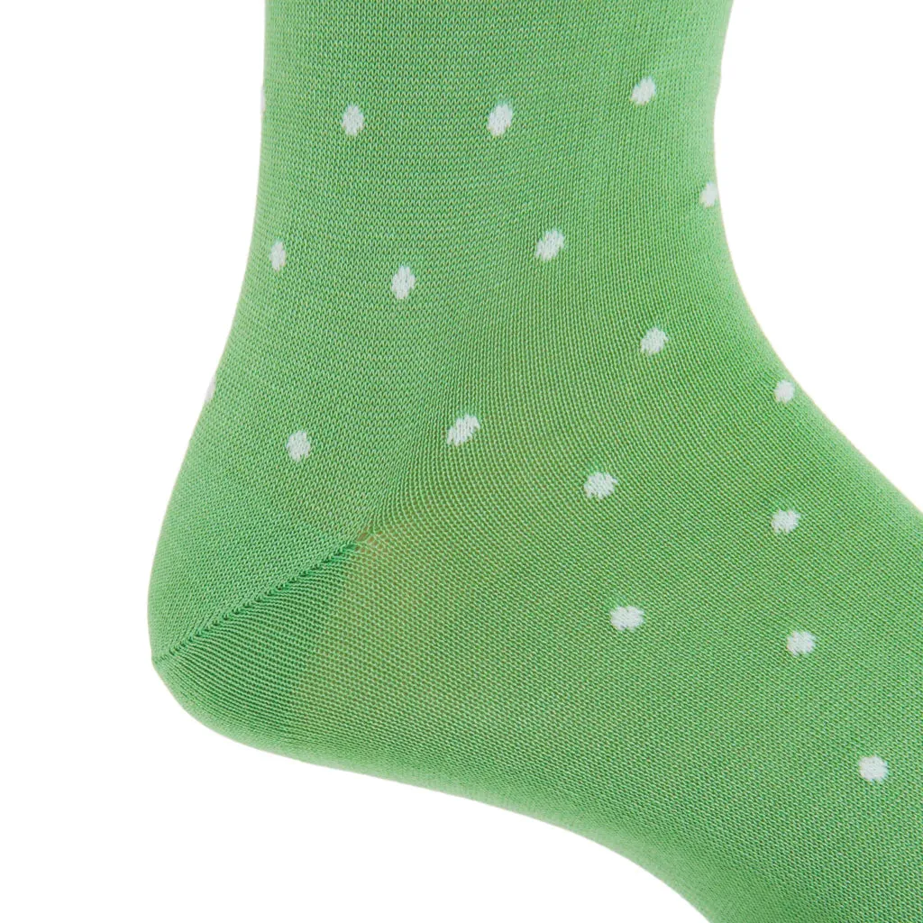 Grass Green with White Dot Cotton Sock