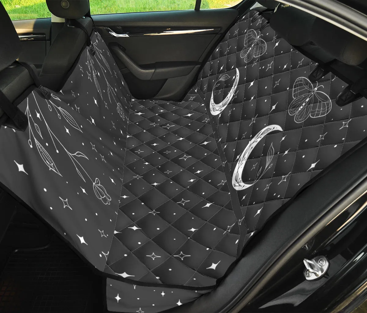 Gray Butterfly Moon Car Seat Cover for Back Seat (Pet Seat Cover)