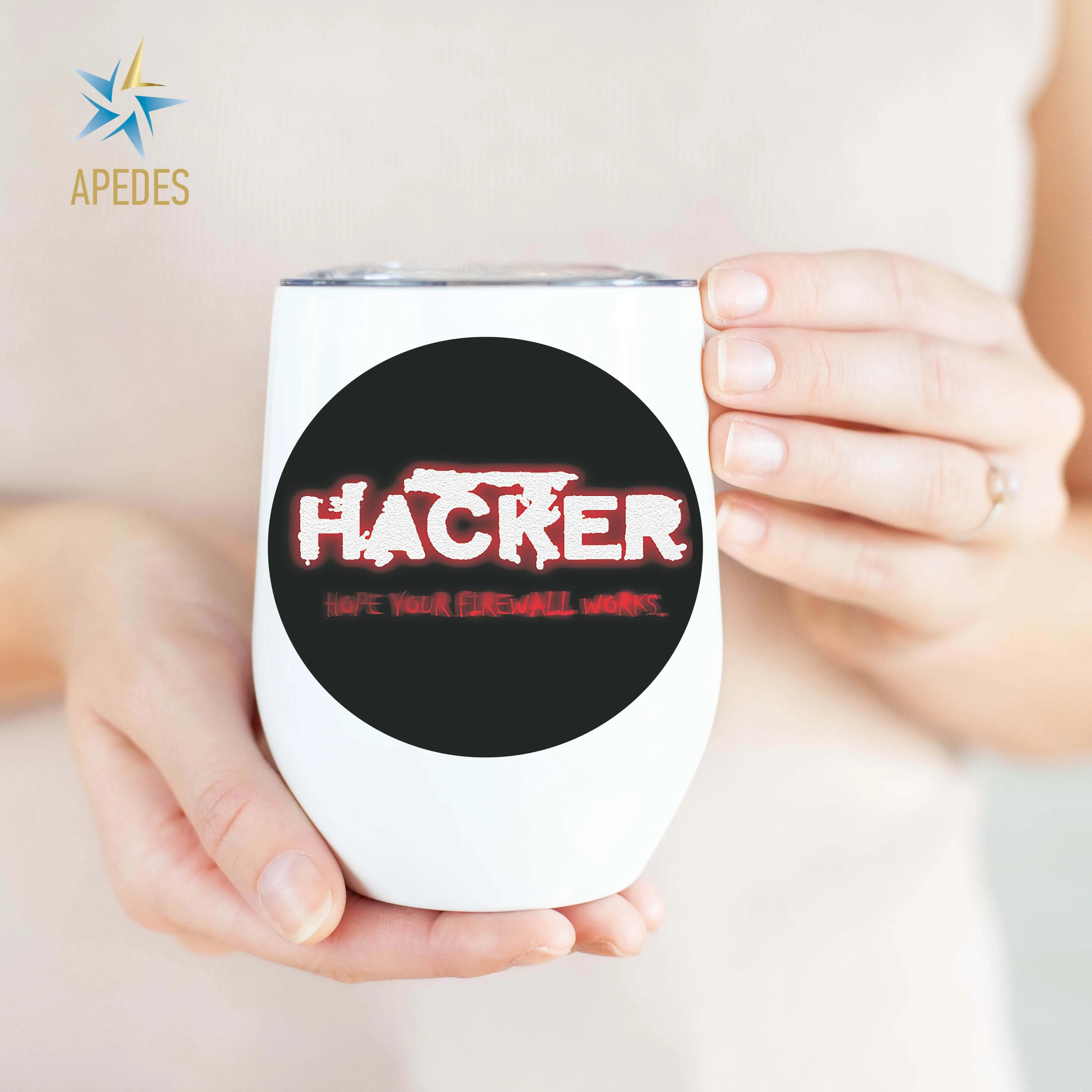 Hacker Firewall Stainless Steel Stemless Wine Cup 12 OZ