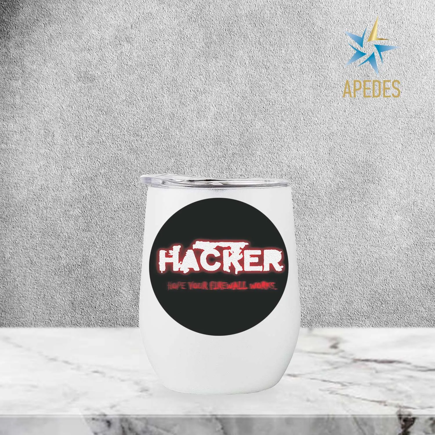 Hacker Firewall Stainless Steel Stemless Wine Cup 12 OZ