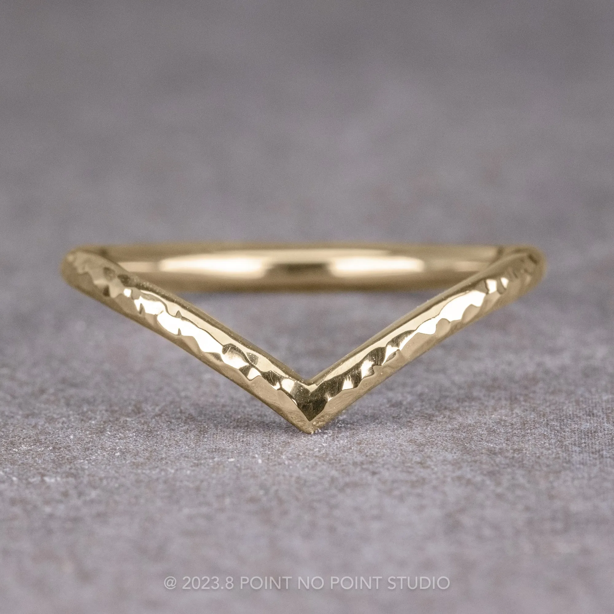 Hammered Vivian Wedding Band, 14k Yellow Gold