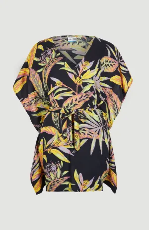 Hana Beach Cover Up | Black Tropical Flower