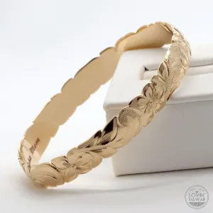 Hawaiian Gold Bangles Bracelets (8mm width, Dome Style)