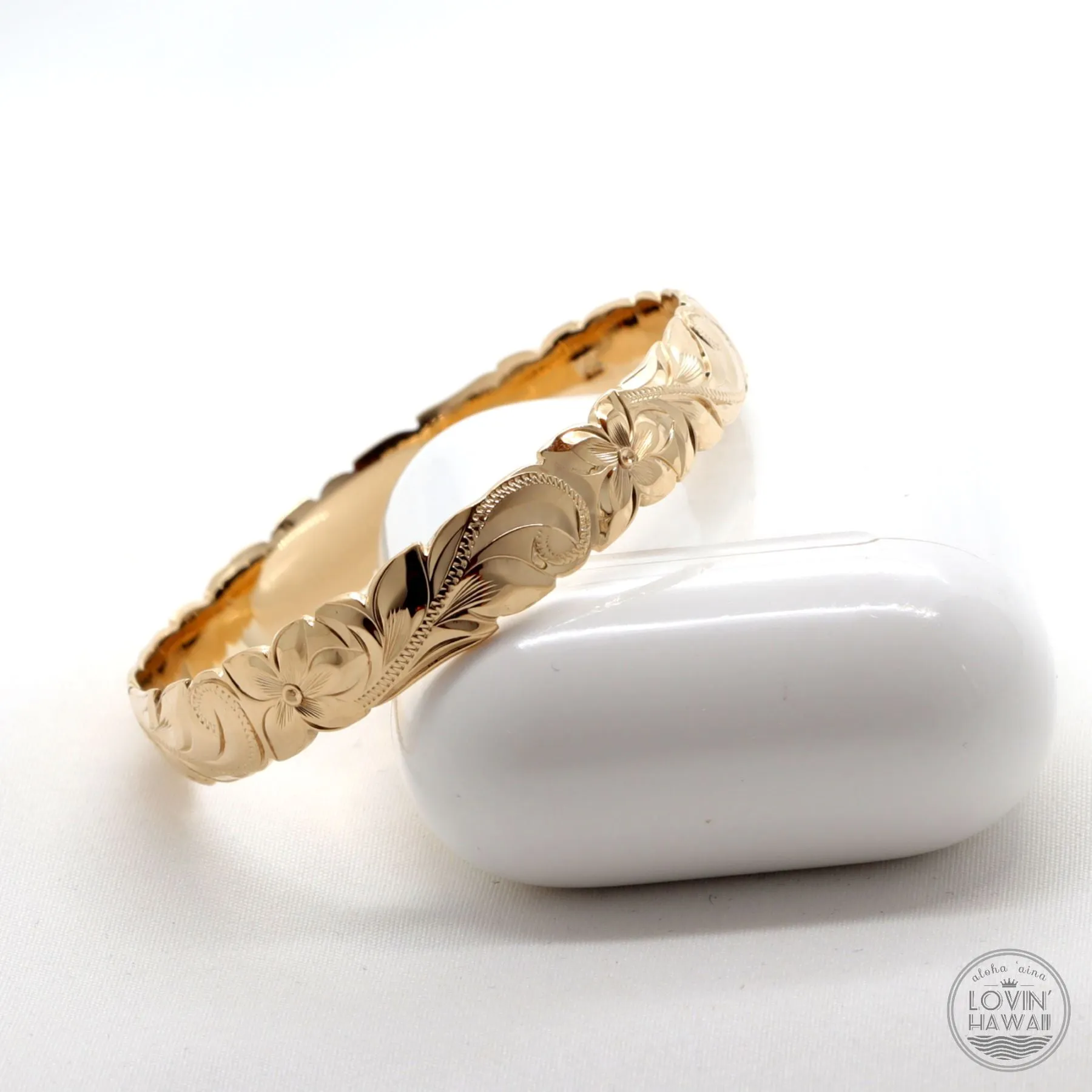 Hawaiian Gold Bangles Bracelets (8mm width, Dome Style)