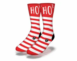 HO HO HO Red Striped Christmas Socks