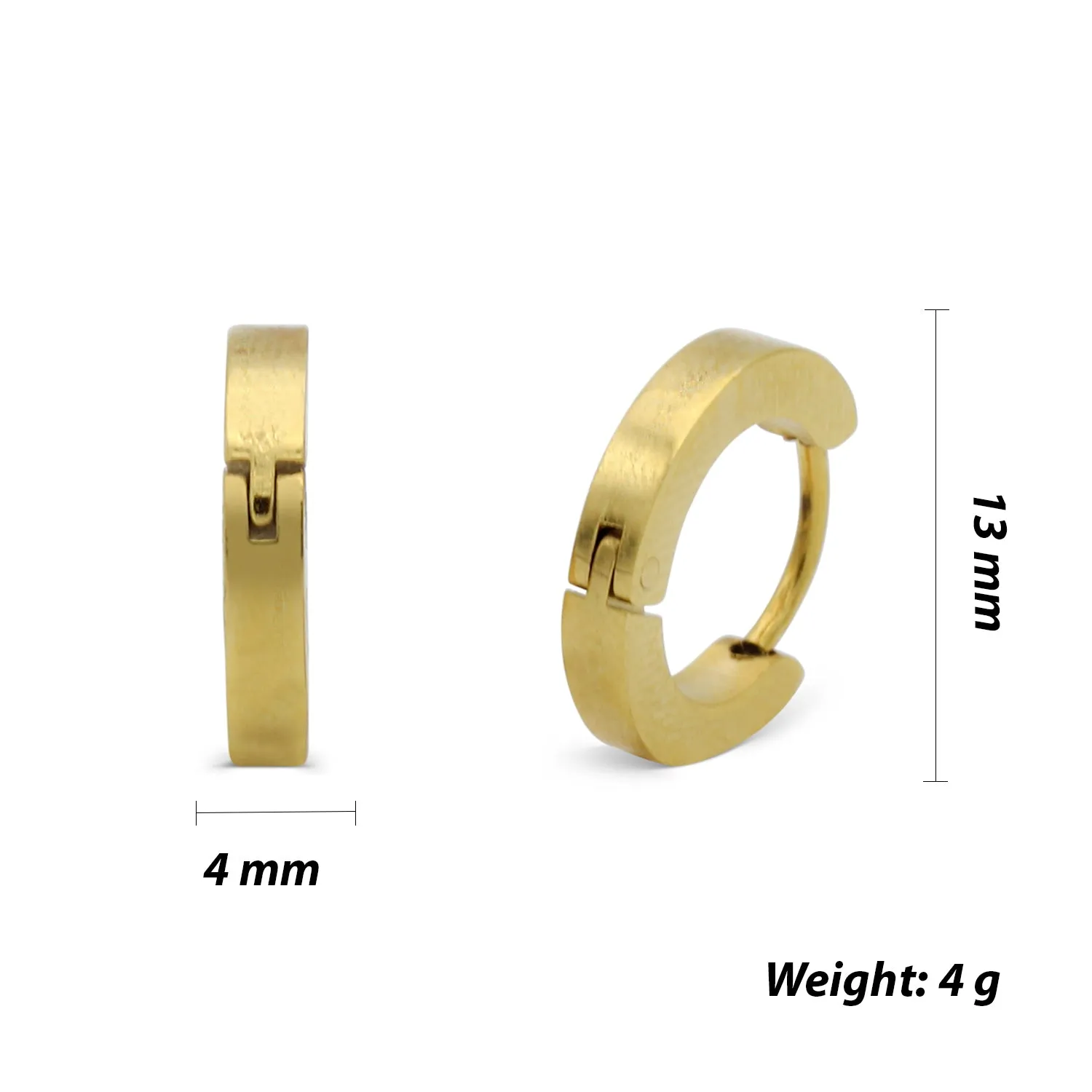 Huggie Hoop Earrings Stainless Steel Plain & Rounded Design