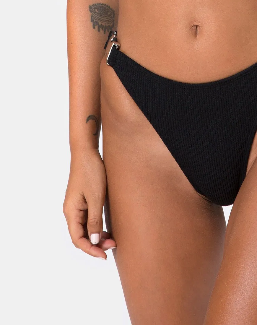 Hyuna Bikini Bottom in Black with Silver Buckle