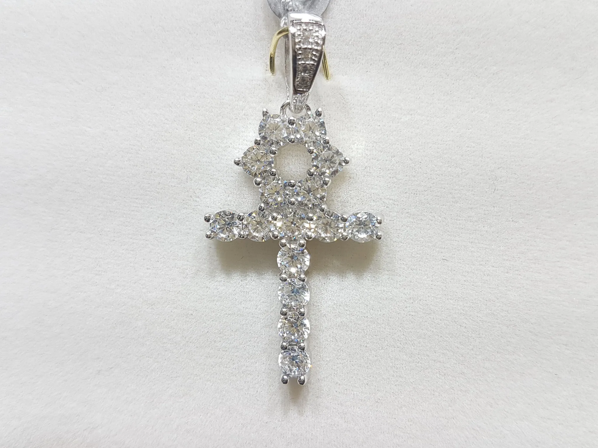 Iced-Out Ankh Prong Pendant (Silver)