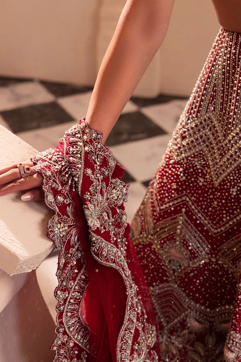 Indian Bridal Dress in Red Choli and Lehenga Style