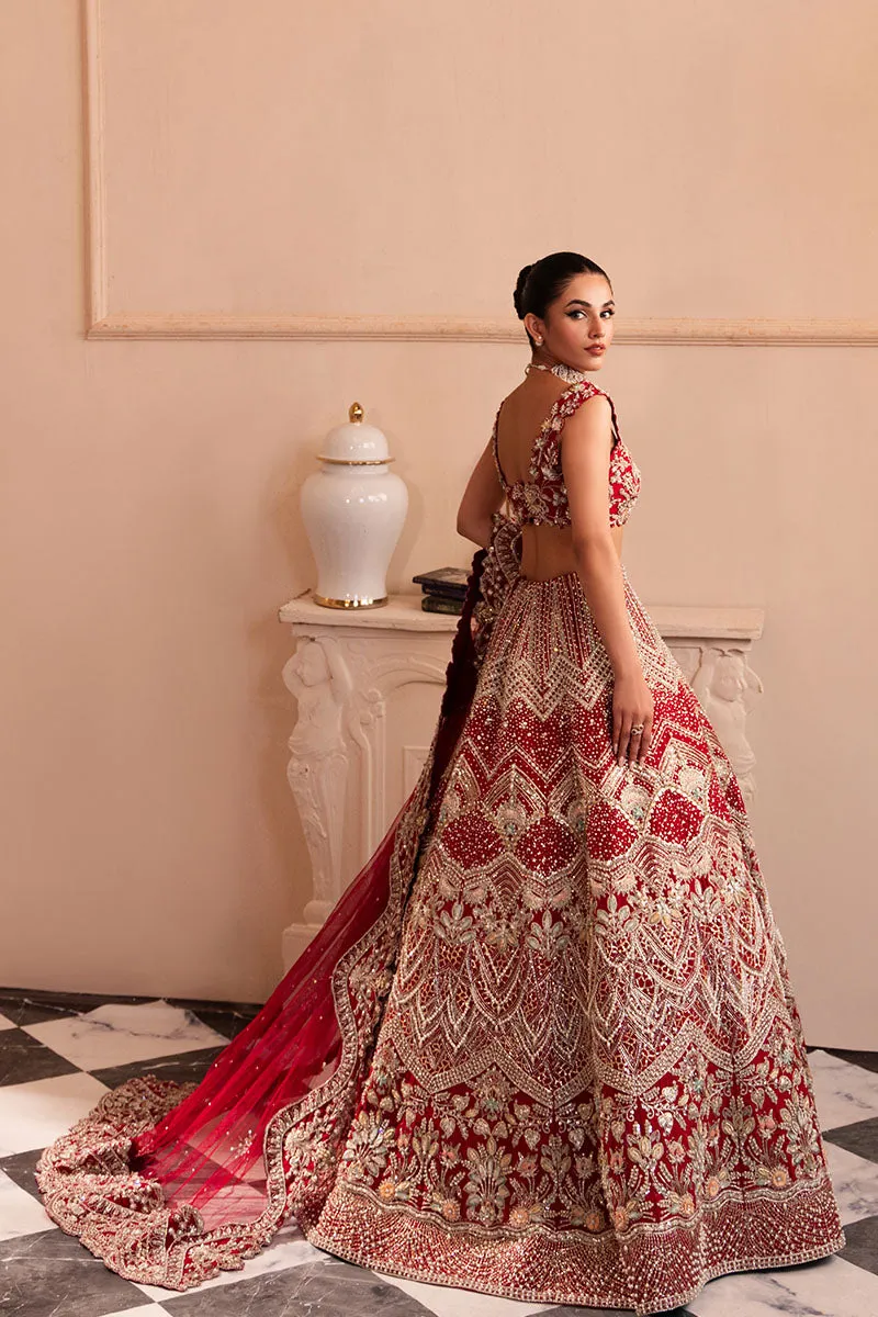 Indian Bridal Dress in Red Choli and Lehenga Style