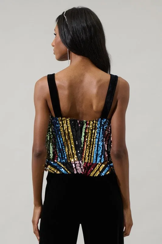 Jaen Striped  Sequin Tank Top