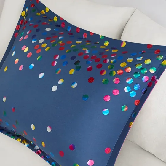 Janie Rainbow Iridescent Metallic Dot Comforter Set (Navy)