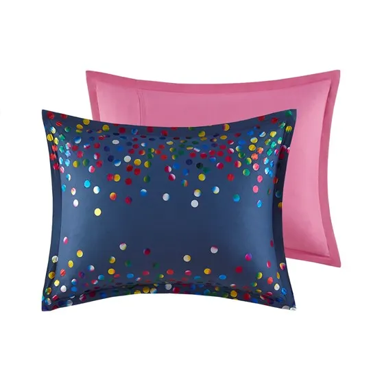 Janie Rainbow Iridescent Metallic Dot Comforter Set (Navy)