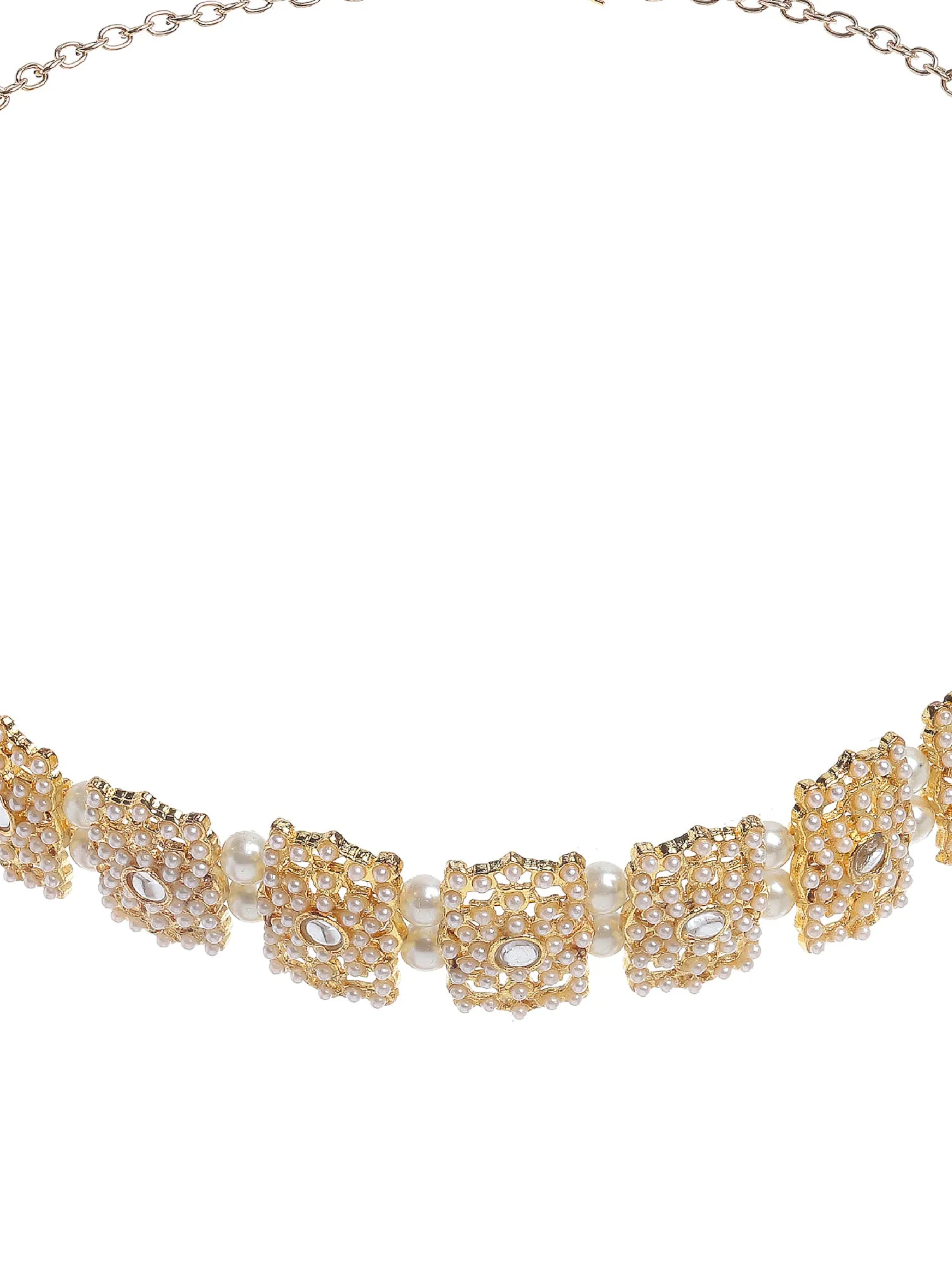 Karatcart Pearl Ball and Kundan Studded Handcrafted Hairband