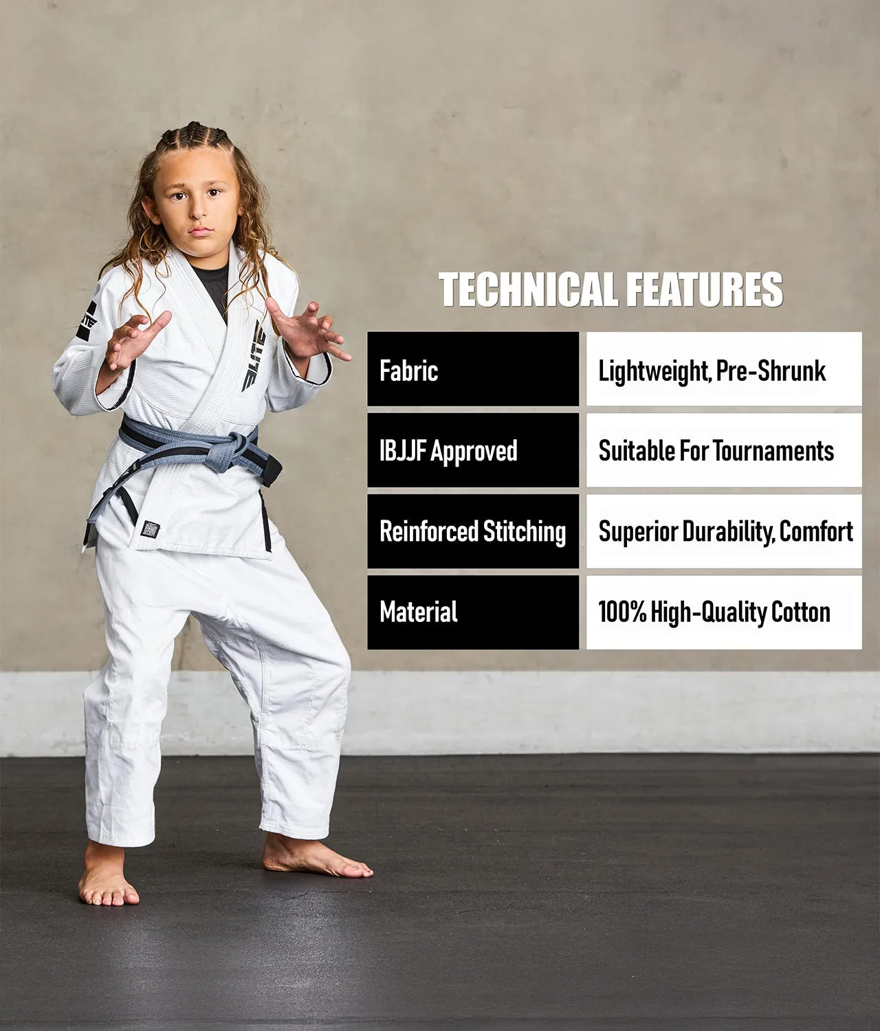 Kids' Brazilian Jiu Jitsu BJJ Gray/Black Belt