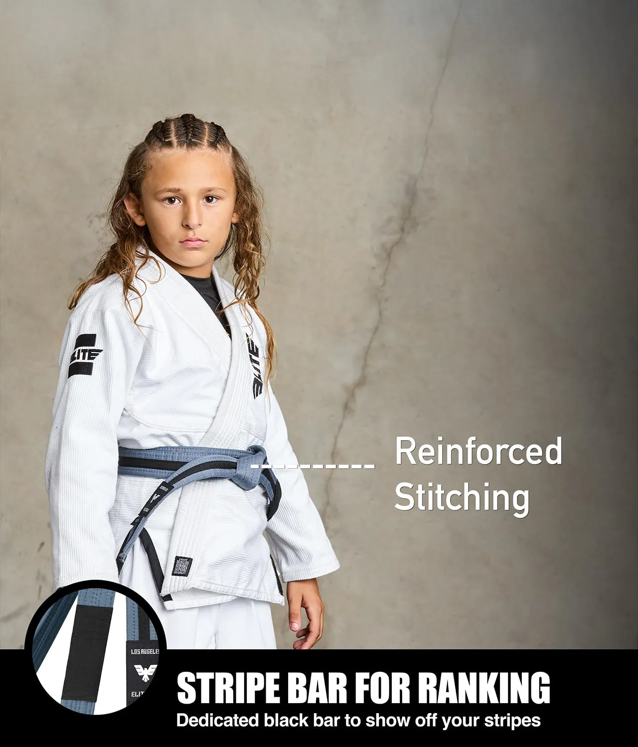 Kids' Brazilian Jiu Jitsu BJJ Gray/Black Belt