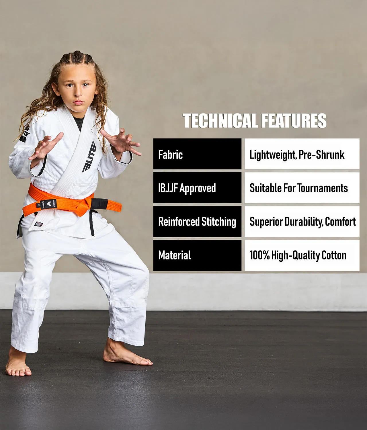 Kids' Brazilian Jiu Jitsu BJJ Orange Belt