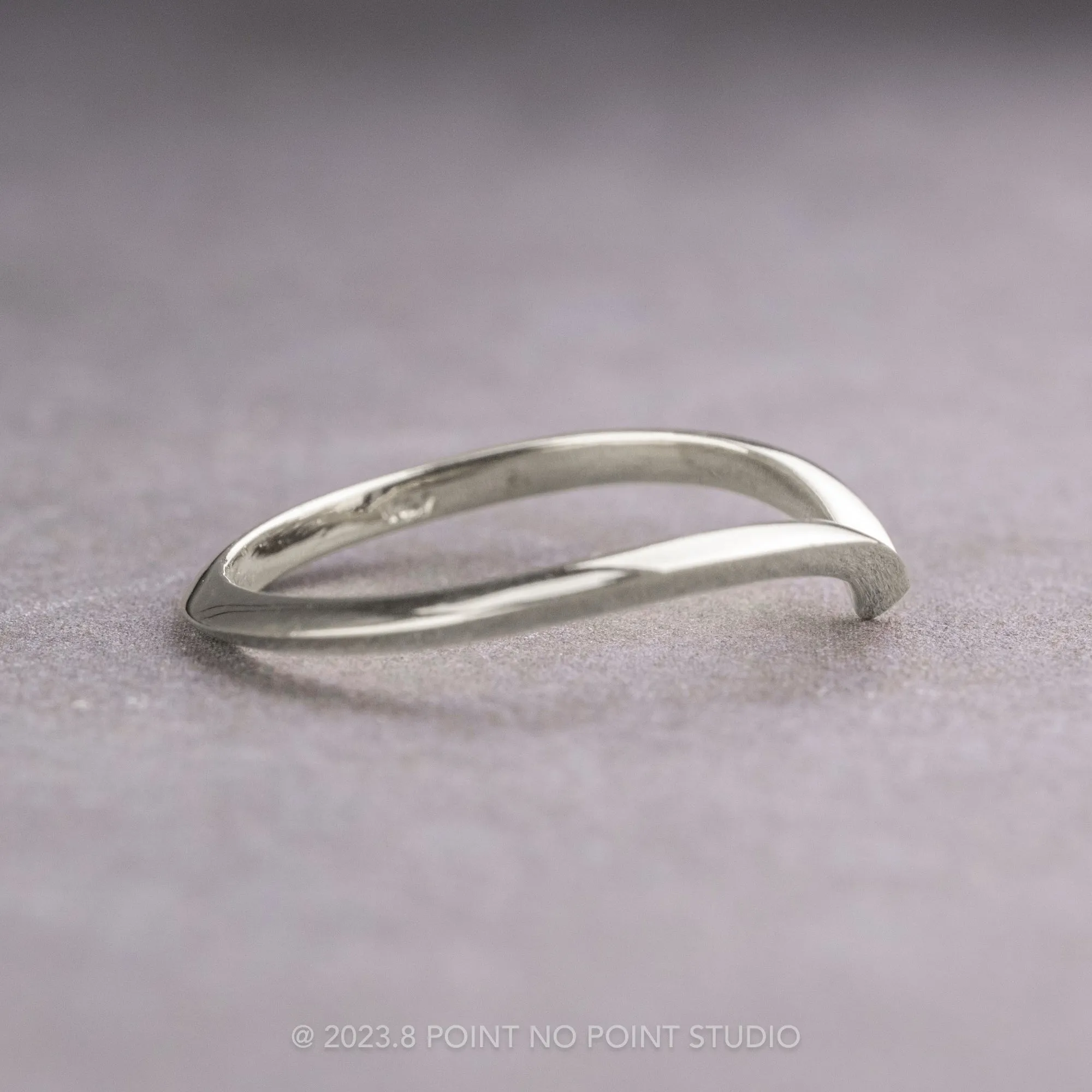 Knife Edge Vivian Wedding Band, 14k White Gold