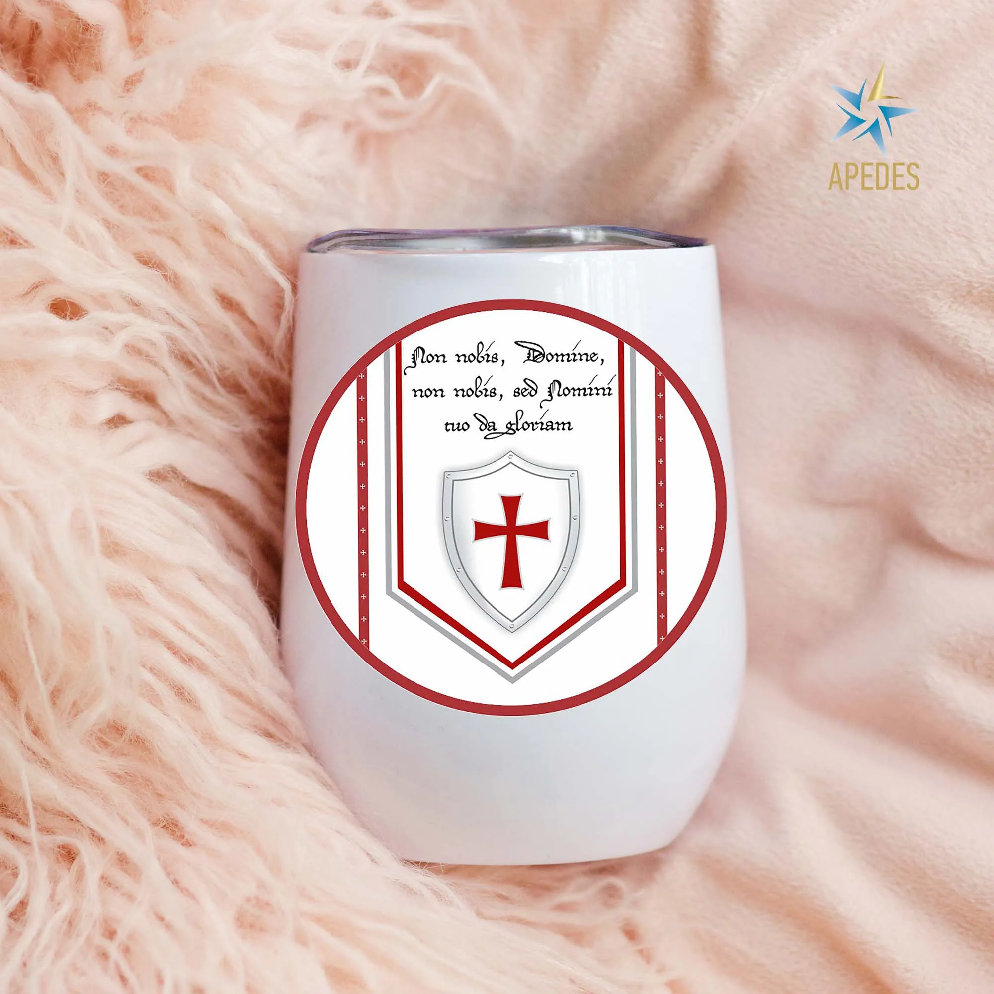 Knights Templar Stainless Steel Stemless Wine Cup 12 OZ