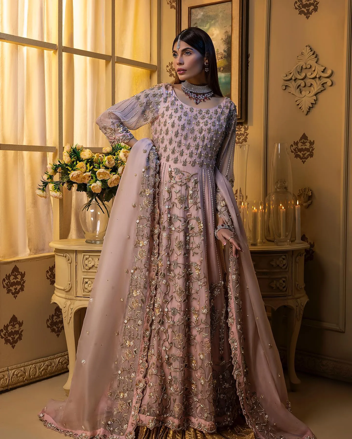Latest Pink Bridal Dress Pakistani in Gown Style #BS834