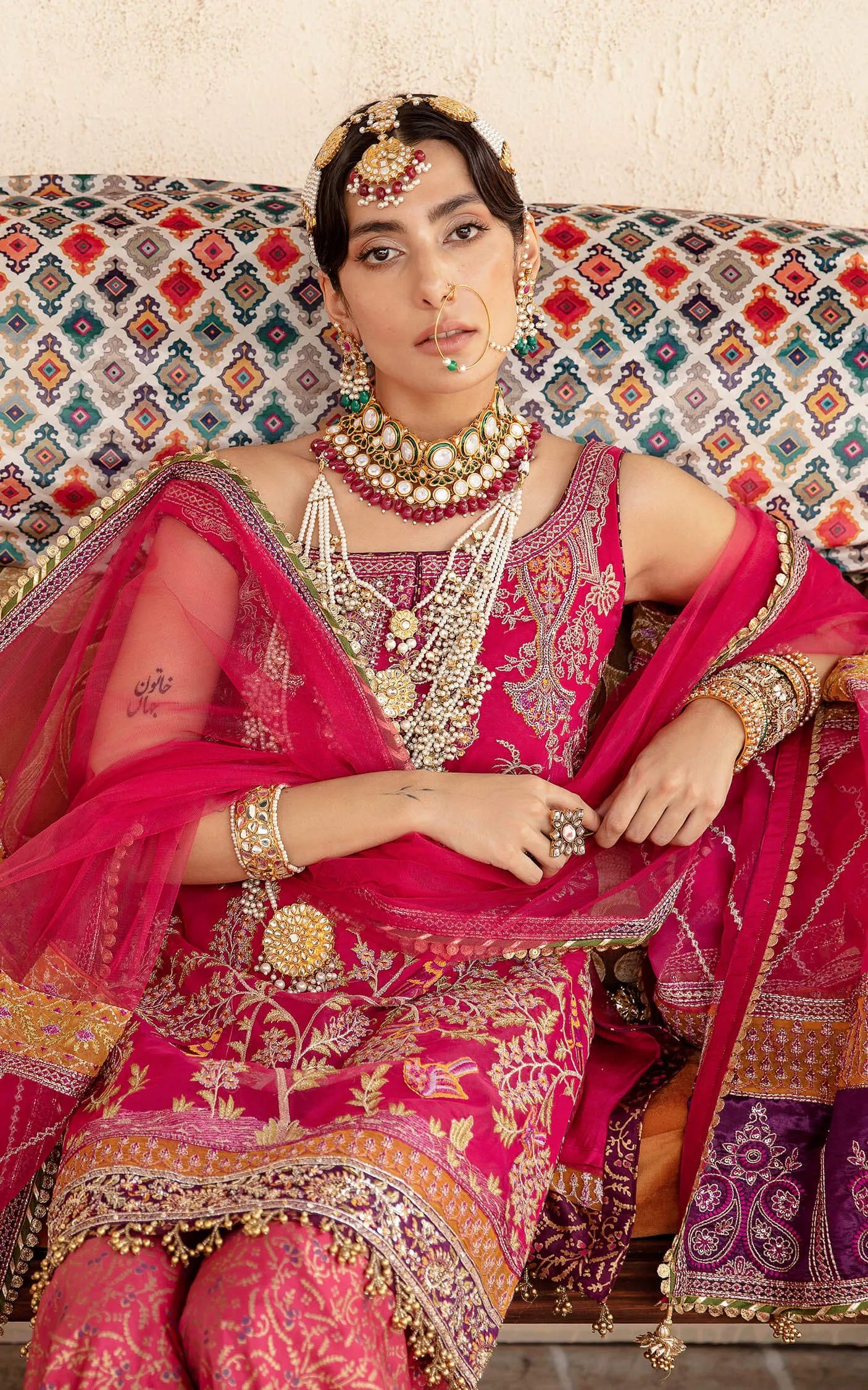 Latest Wedding Dress in Pink Sharara and Kameez Style