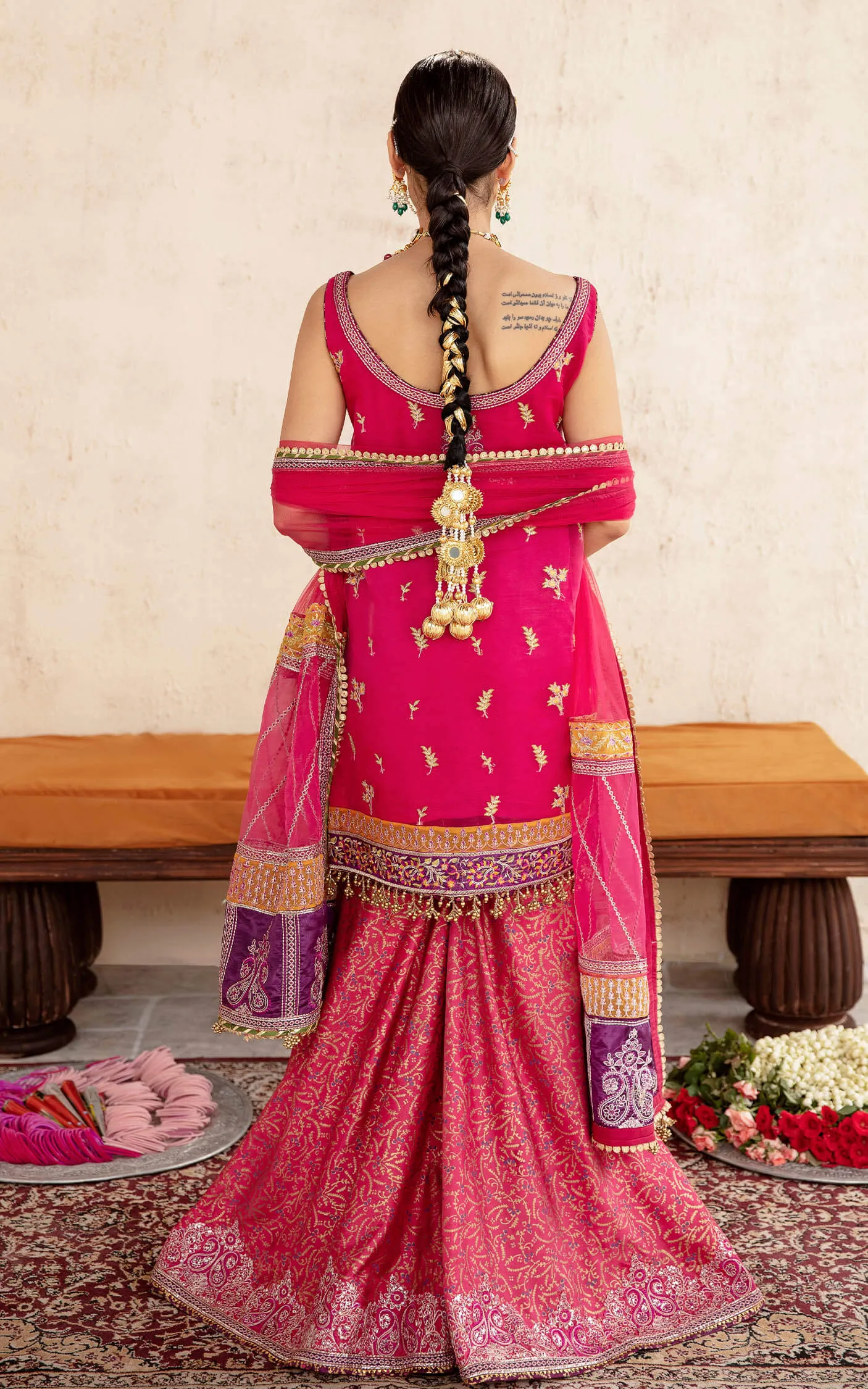 Latest Wedding Dress in Pink Sharara and Kameez Style