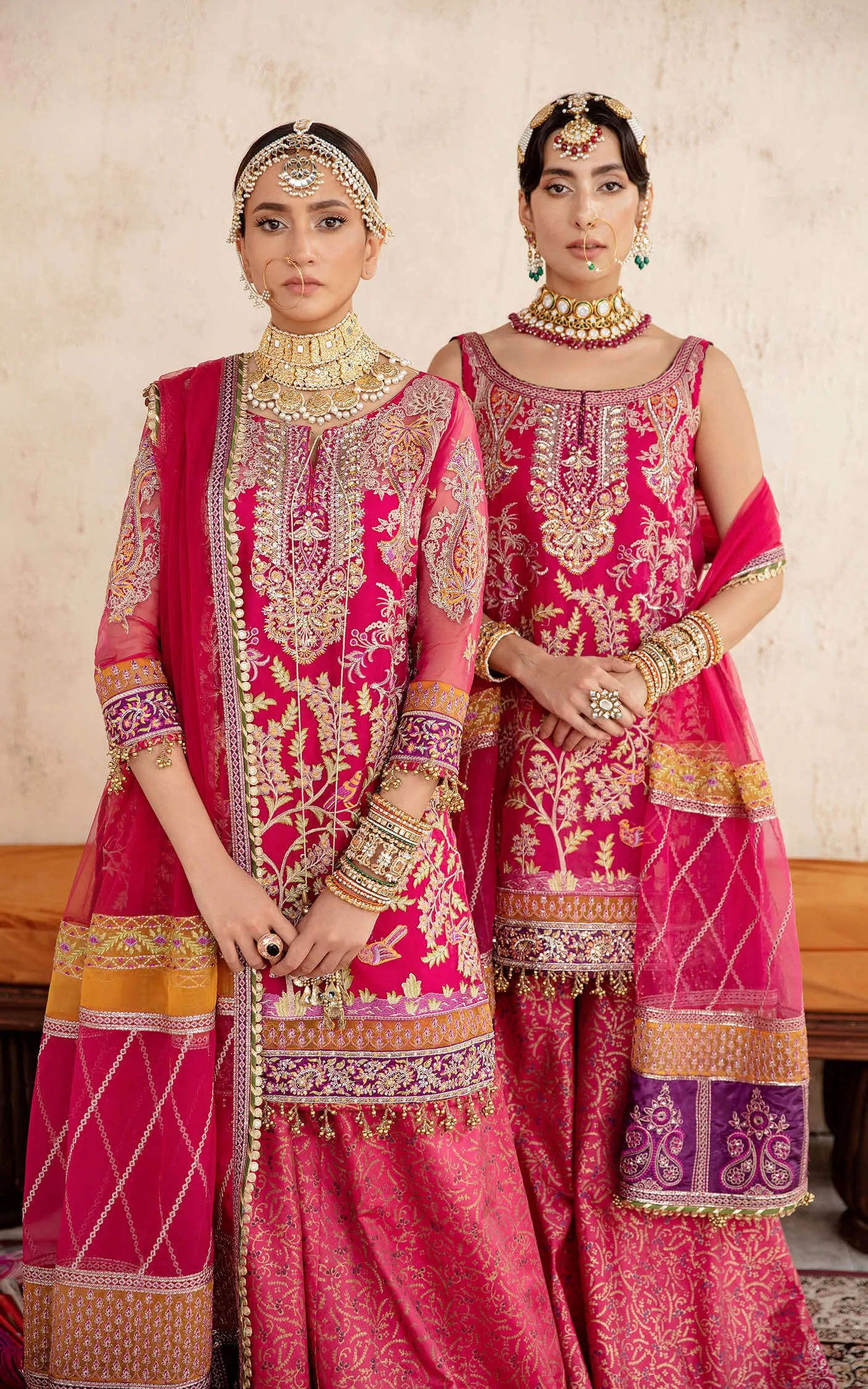 Latest Wedding Dress in Pink Sharara and Kameez Style