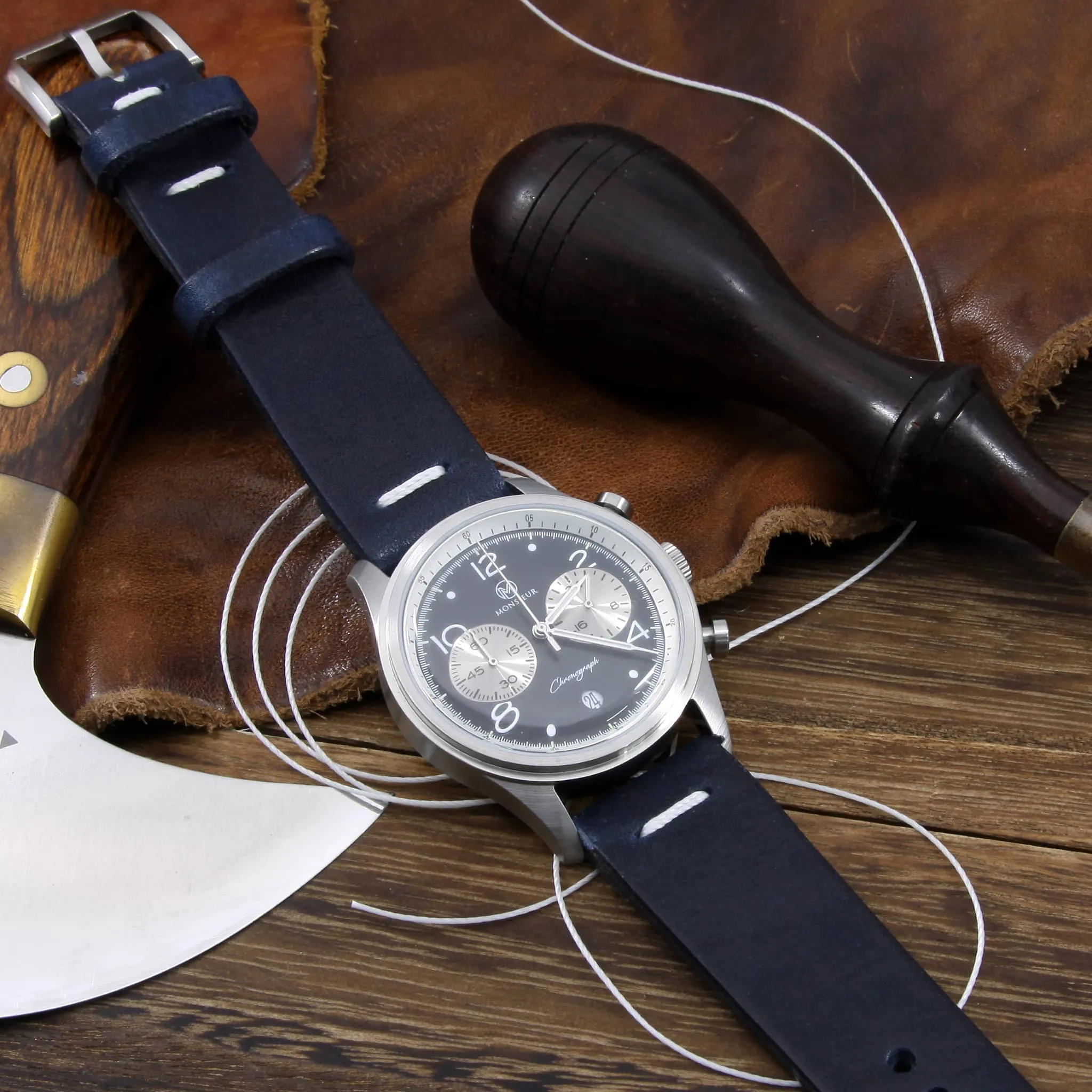 Leather Watch Strap, Vintage 407 | Center Stitch