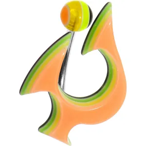 Light Orange Acrylic Multi Layered Tribal Lightning Belly Ring