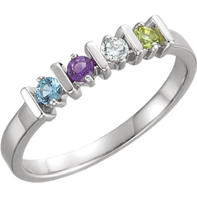 Lined Prong Set Family Mother's 2.5mm Round Birthstone Ring