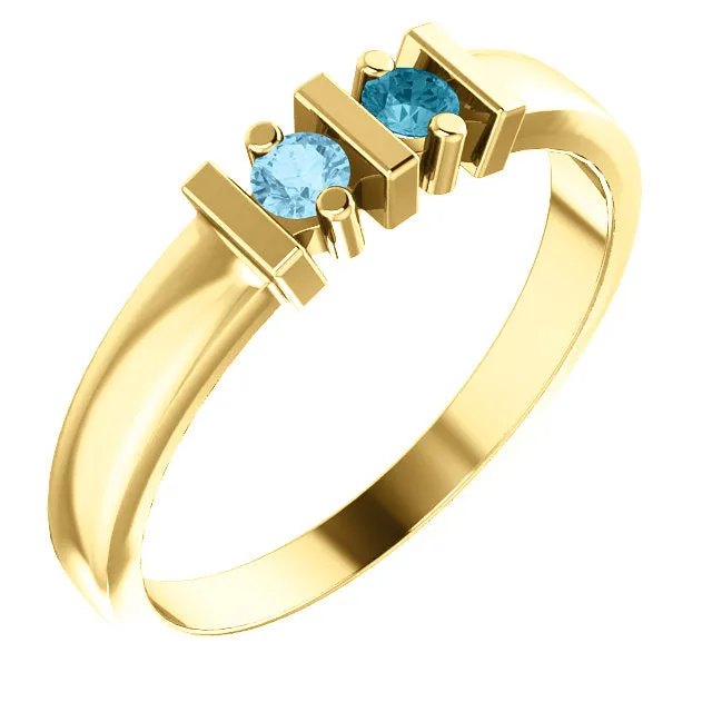 Lined Prong Set Family Mother's 2.5mm Round Birthstone Ring
