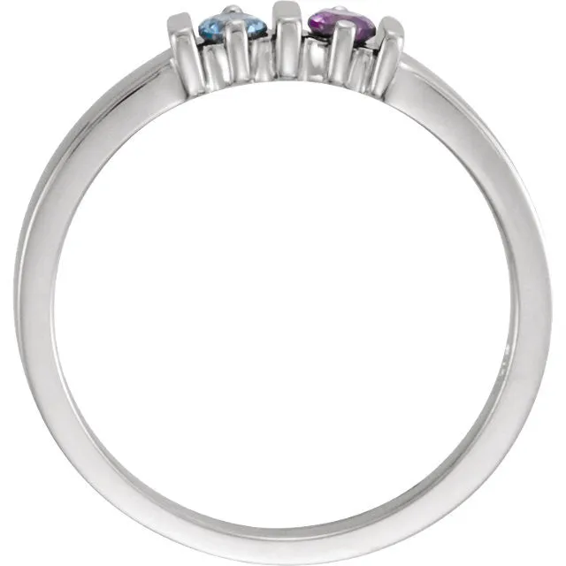 Lined Prong Set Family Mother's 2.5mm Round Birthstone Ring