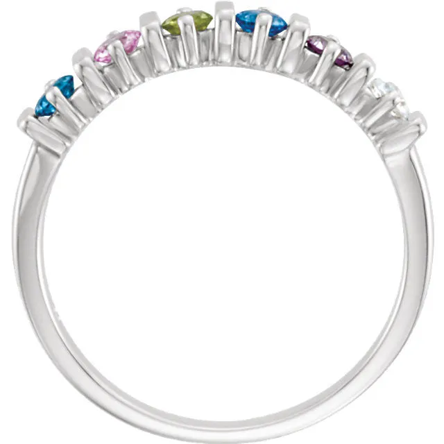 Lined Prong Set Family Mother's 2.5mm Round Birthstone Ring