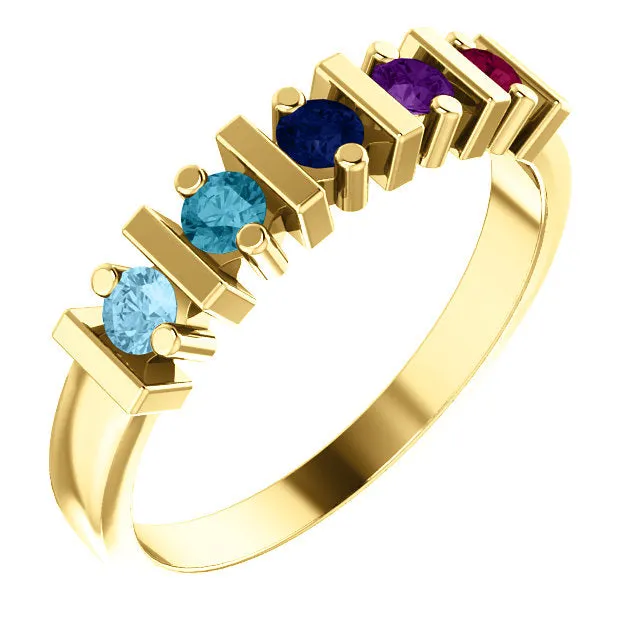 Lined Prong Set Family Mother's 2.5mm Round Birthstone Ring